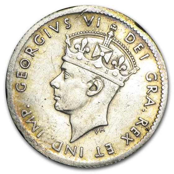 1937-52 Newfoundland 5 Cents .925 Silver Avg Circ (Random Dates) 1937-52 Newfoundland 5 Cents .925 Silver Avg Circ (Random Dates)
