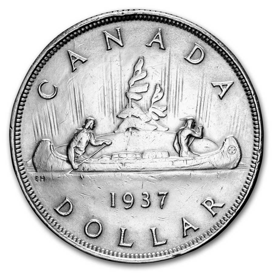 1937 Canada Silver Dollar George VI AU (Details)