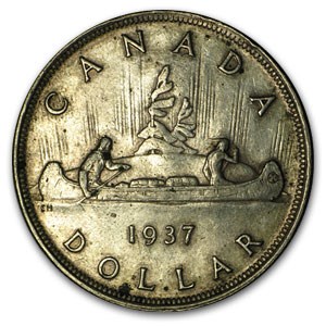 1937 Canada Silver Dollar XF (Rev toning) 1937 Canada Silver Dollar XF (Rev toning)