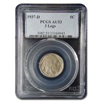 1937-D 3 Legged Buffalo Nickel AU-53 PCGS