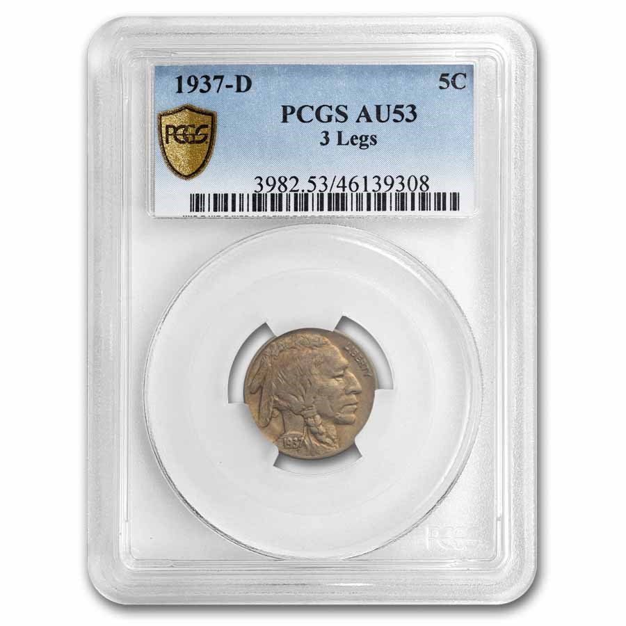 1937-D 3 Legged Buffalo Nickel AU-53 PCGS