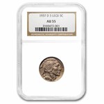 1937-D 3 Legged Buffalo Nickel AU-55 NGC