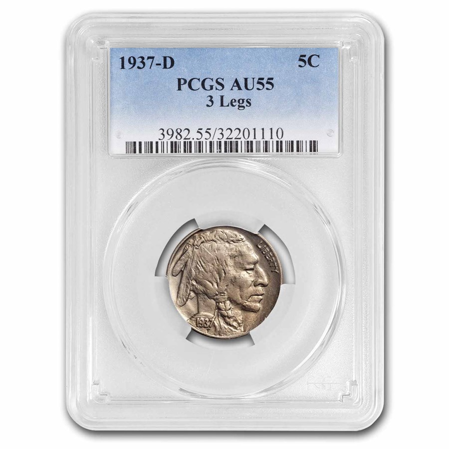 1937-D 3 Legged Buffalo Nickel AU-55 PCGS