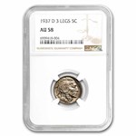 1937-D 3 Legged Buffalo Nickel AU-58 NGC