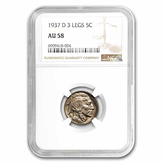 1937-D 3 Legged Buffalo Nickel AU-58 NGC 1937-D 3 Legged Buffalo Nickel AU-58 NGC