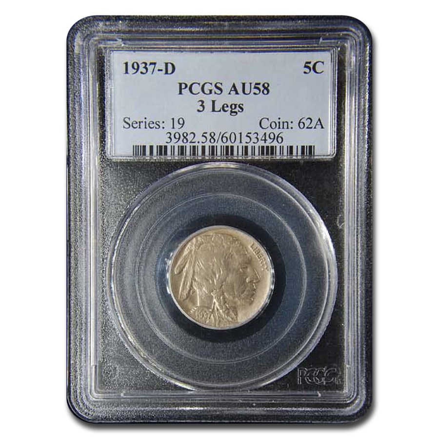 1937-D 3 Legged Buffalo Nickel AU-58 PCGS