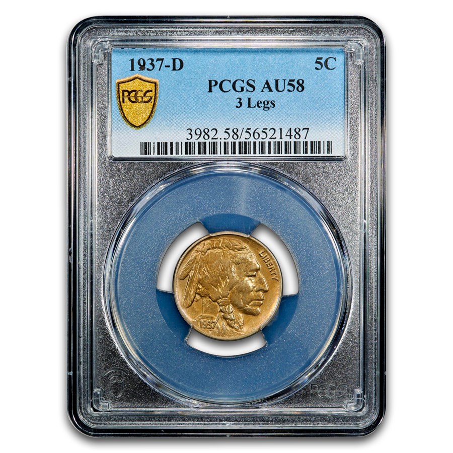 1937-D 3 Legged Buffalo Nickel AU-58 PCGS