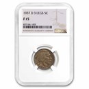 1937-D 3 Legged Buffalo Nickel Fine-15 NGC