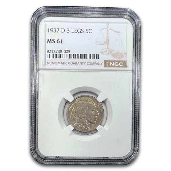 1937-D 3 Legged Buffalo Nickel MS-61 NGC 1937-D 3 Legged Buffalo Nickel MS-61 NGC
