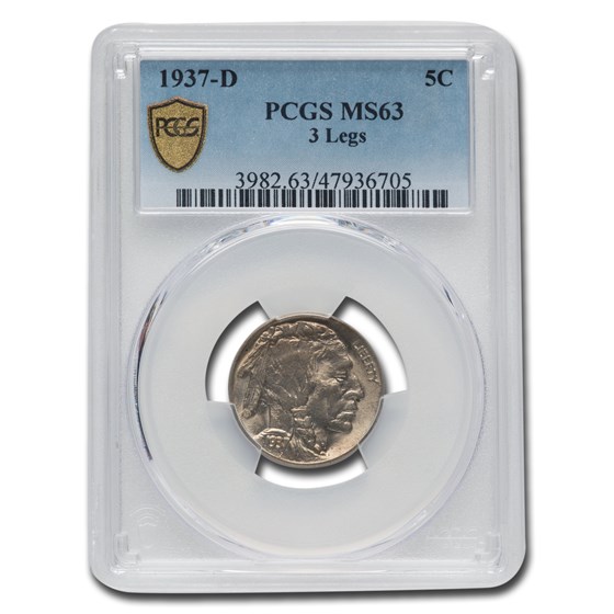 1937-D 3 Legged Buffalo Nickel MS-63 PCGS 1937-D 3 Legged Buffalo Nickel MS-63 PCGS