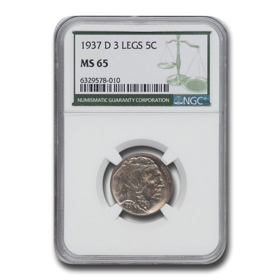 1937-D 3 Legged Buffalo Nickel MS-65 NGC (Green Label) 1937-D 3 Legged Buffalo Nickel MS-65 NGC (Green Label)
