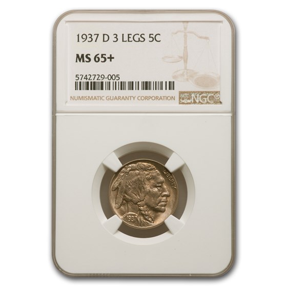 1937-D 3 Legged Buffalo Nickel MS-65+ NGC 1937-D 3 Legged Buffalo Nickel MS-65+ NGC