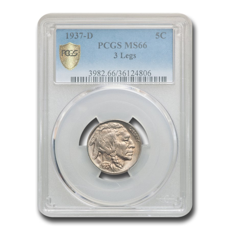 1937-D 3 Legged Buffalo Nickel MS-66 PCGS