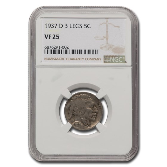 1937-D 3 Legged Buffalo Nickel VF-25 NGC 1937-D 3 Legged Buffalo Nickel VF-25 NGC