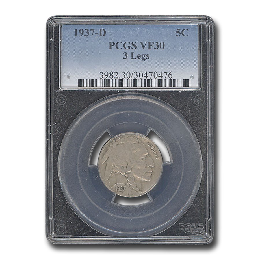 1937-D 3 Legged Buffalo Nickel VF-30 PCGS