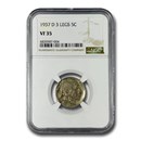 1937-D 3 Legged Buffalo Nickel VF-35 NGC