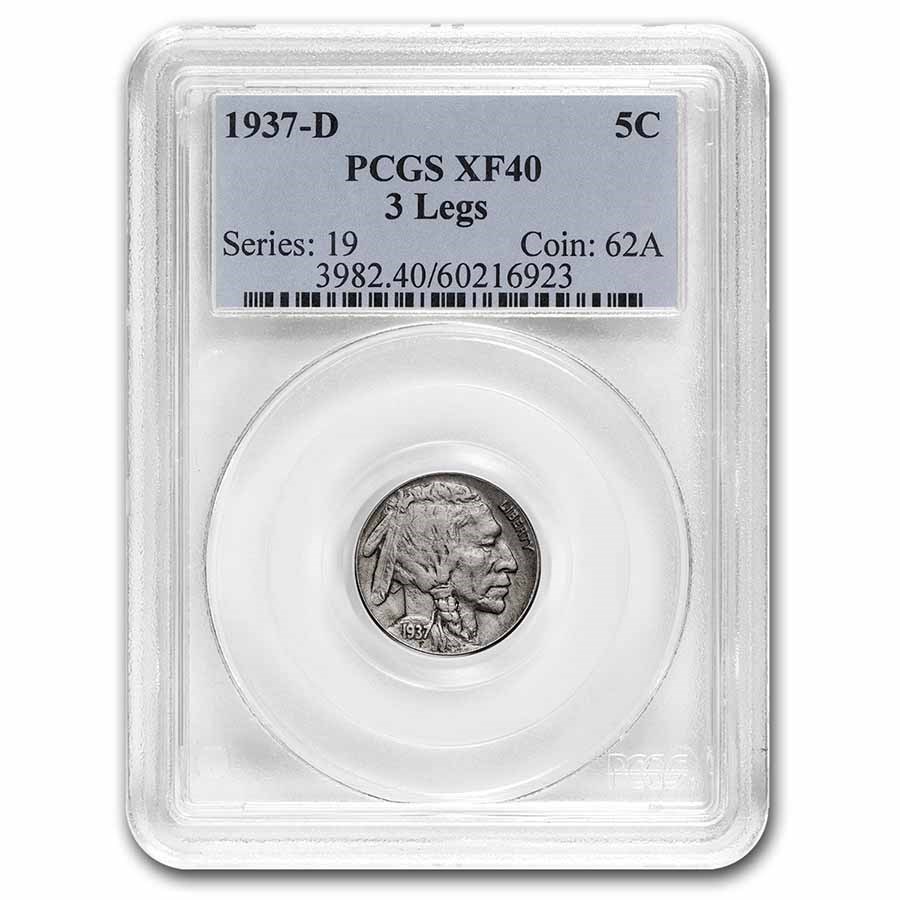 1937-D 3 Legged Buffalo Nickel XF-40 PCGS