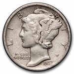 1937-D Mercury Dime 50-Coin Roll Avg Circ
