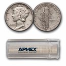 1937-D Mercury Dime 50-Coin Roll Avg Circ