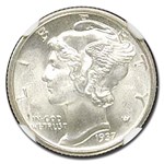 1937-D Mercury Dime MS-67 NGC (FB)