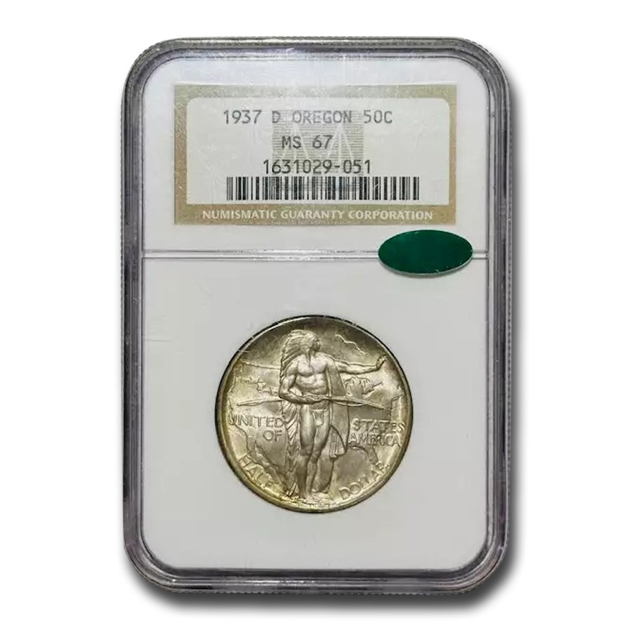 1937-D Oregon Trail Commemorative Half Dollar MS-67 NGC CAC