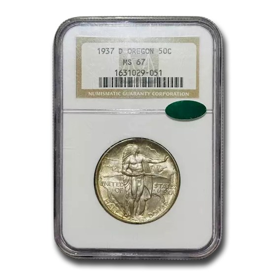 1937-D Oregon Trail Commemorative Half Dollar MS-67 NGC CAC 1937-D Oregon Trail Commemorative Half Dollar MS-67 NGC CAC