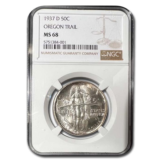 1937-D Oregon Trail Memorial Half Dollar Commem MS-68 NGC 1937-D Oregon Trail Memorial Half Dollar Commem MS-68 NGC