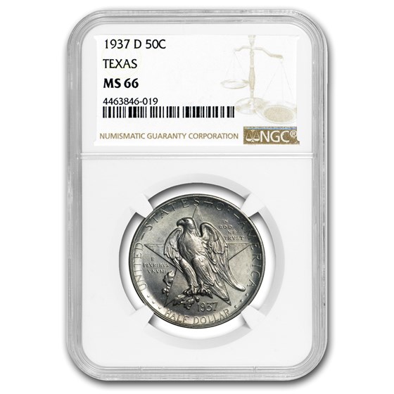 1937-D Texas Half Dollar MS-66 NGC 1937-D Texas Half Dollar MS-66 NGC