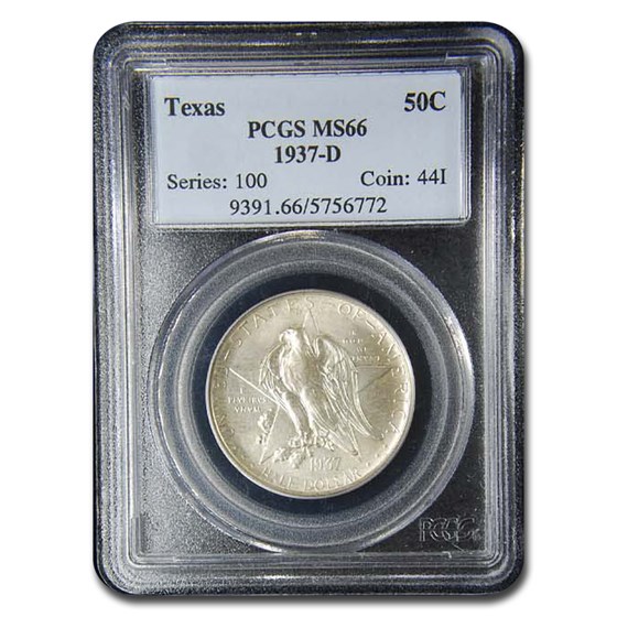 1937-D Texas Half Dollar MS-66 PCGS 1937-D Texas Half Dollar MS-66 PCGS