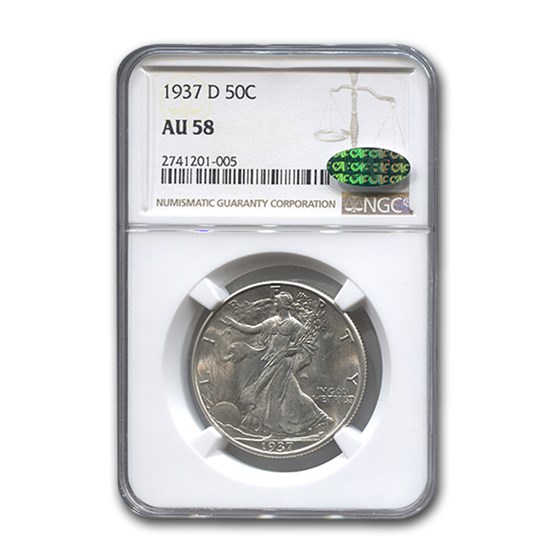 1937-D Walking Liberty Half Dollar AU-58 NGC CAC 1937-D Walking Liberty Half Dollar AU-58 NGC CAC