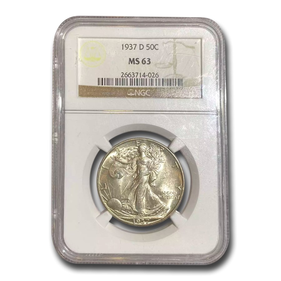 1937-D Walking Liberty Half Dollar MS-63 NGC