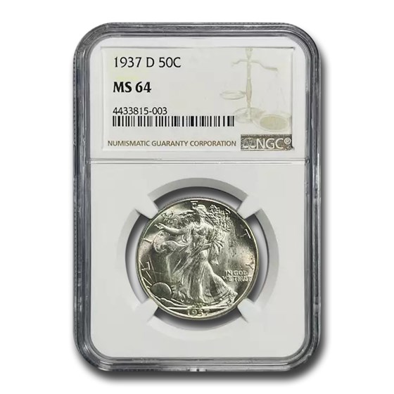 1937-D Walking Liberty Half Dollar MS-64 NGC