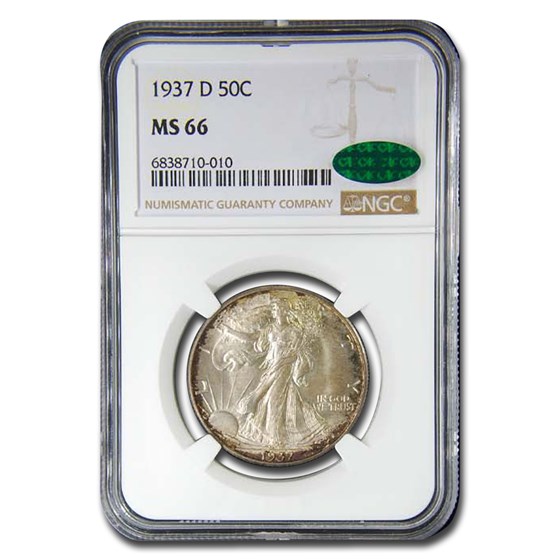 1937-D Walking Liberty Half Dollar MS-66 NGC CAC 1937-D Walking Liberty Half Dollar MS-66 NGC CAC