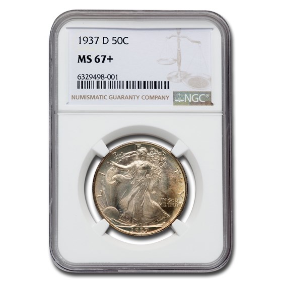 1937-D Walking Liberty Half Dollar MS-67+ NGC 1937-D Walking Liberty Half Dollar MS-67+ NGC