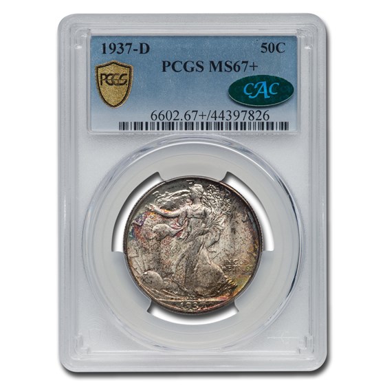1937-D Walking Liberty Half Dollar MS-67+ PCGS CAC 1937-D Walking Liberty Half Dollar MS-67+ PCGS CAC