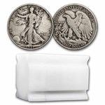 1937-D Walking Liberty Halves 20-Coin Roll Avg Circ