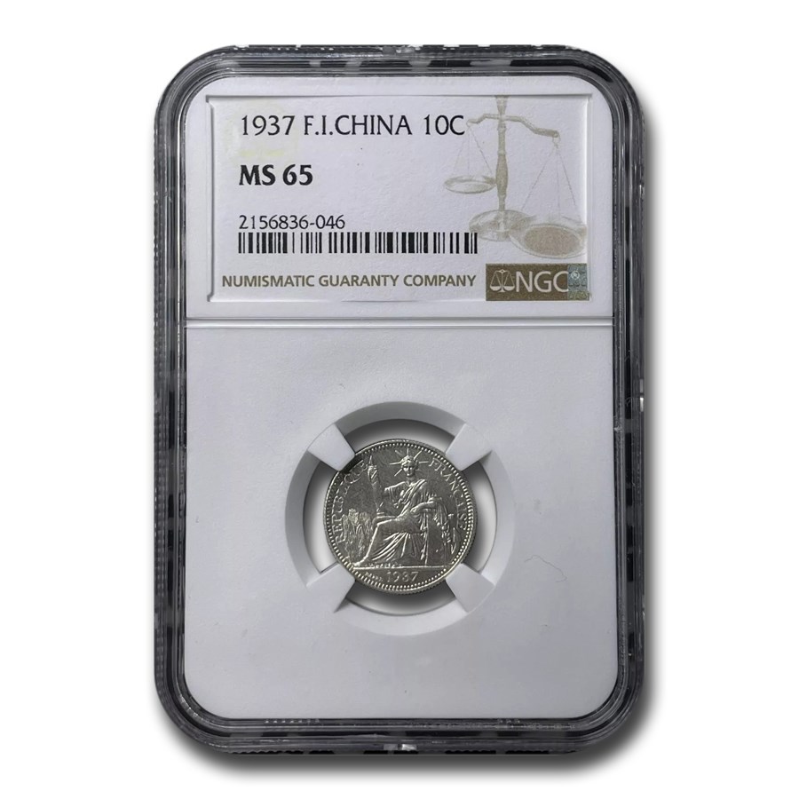 1937 French Indo-China 10 Cents MS-65 NGC