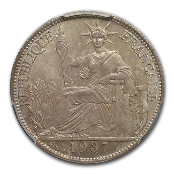 1937 French Indo-China Silver 20 Cents MS-66 PCGS 1937 French Indo-China Silver 20 Cents MS-66 PCGS
