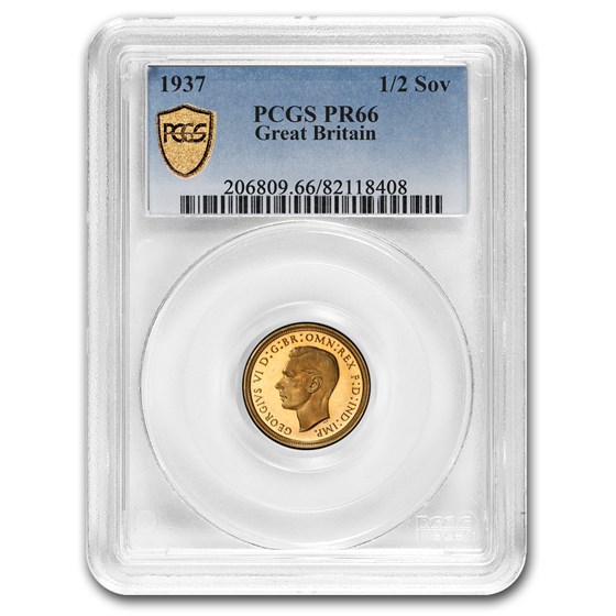 1937 Great Britain Gold 1/2 Sovereign George VI PR-66 PCGS 1937 Great Britain Gold 1/2 Sovereign George VI PR-66 PCGS