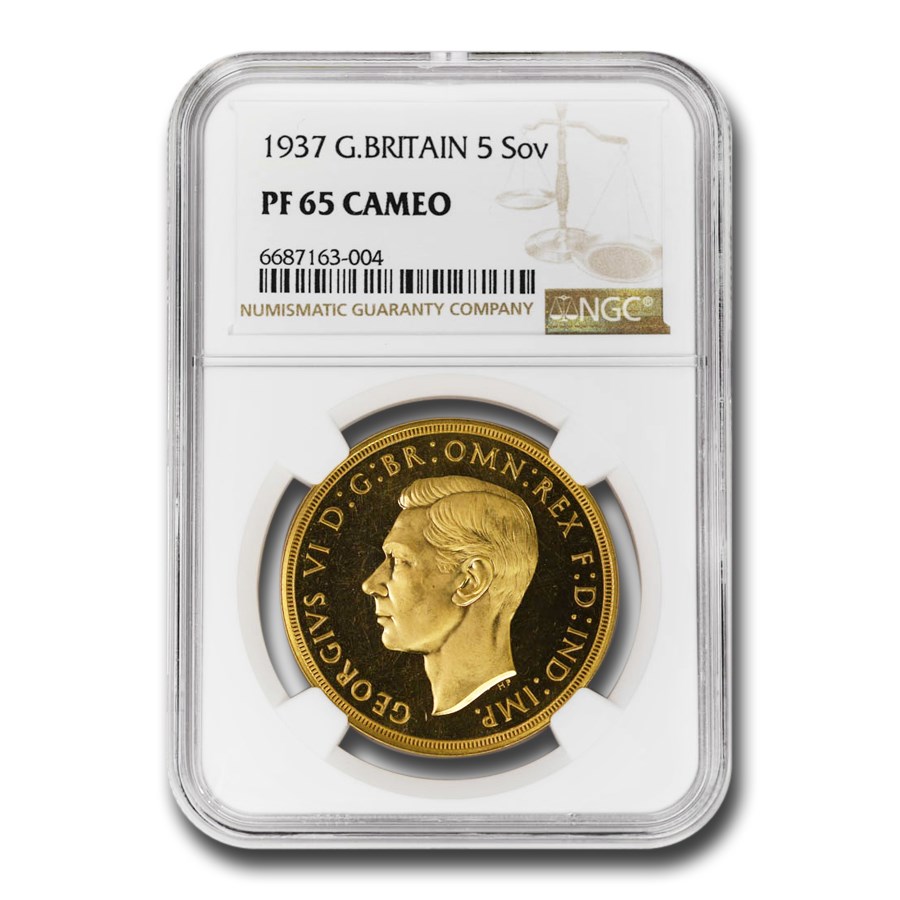 1937 Great Britain Gold 5 Pounds PF-65 Cameo NGC