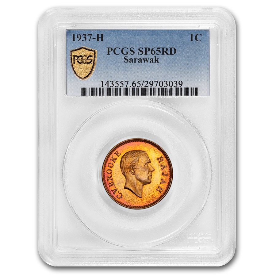 1937-H Sarawak Cent Brooke MS-65 PCGS (Red)