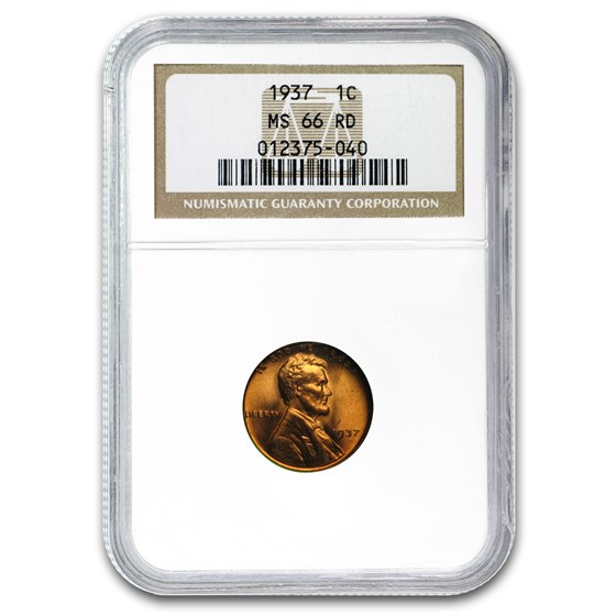 1937 Lincoln Cent MS-66 NGC (Red)