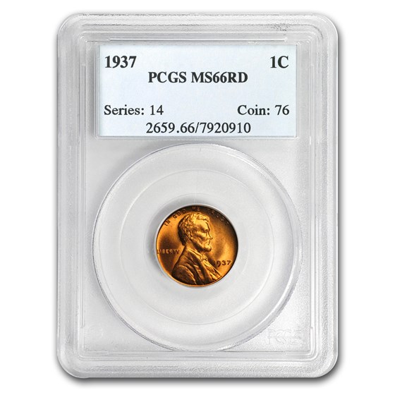 1937 Lincoln Cent MS-66 PCGS (Red) 1937 Lincoln Cent MS-66 PCGS (Red)