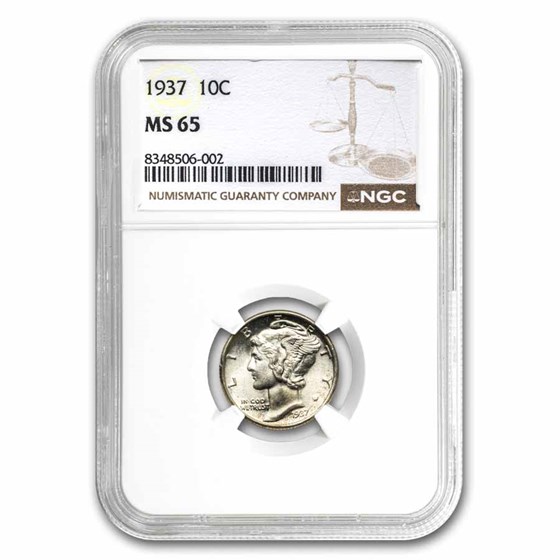 1937 Mercury Dime MS-65 NGC 1937 Mercury Dime MS-65 NGC