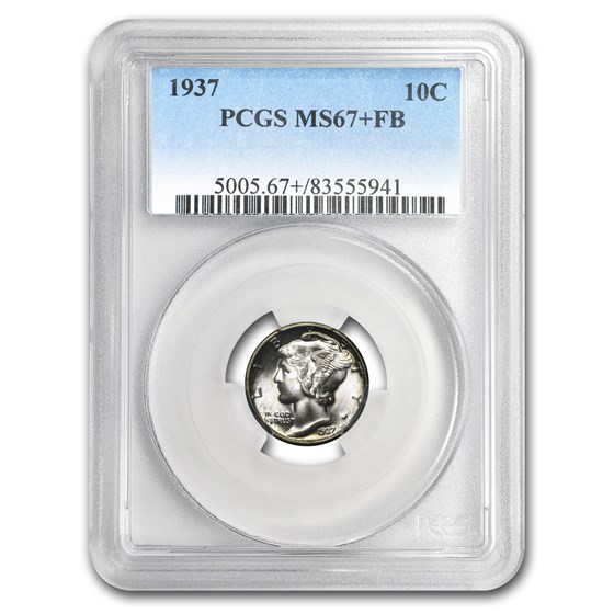 1937 Mercury Dime MS-67+ PCGS (FB) 1937 Mercury Dime MS-67+ PCGS (FB)