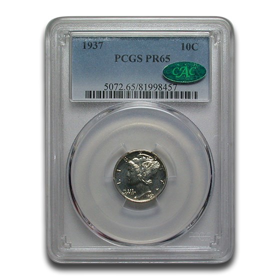 1937 Mercury Dime PR-65 PCGS CAC 1937 Mercury Dime PR-65 PCGS CAC