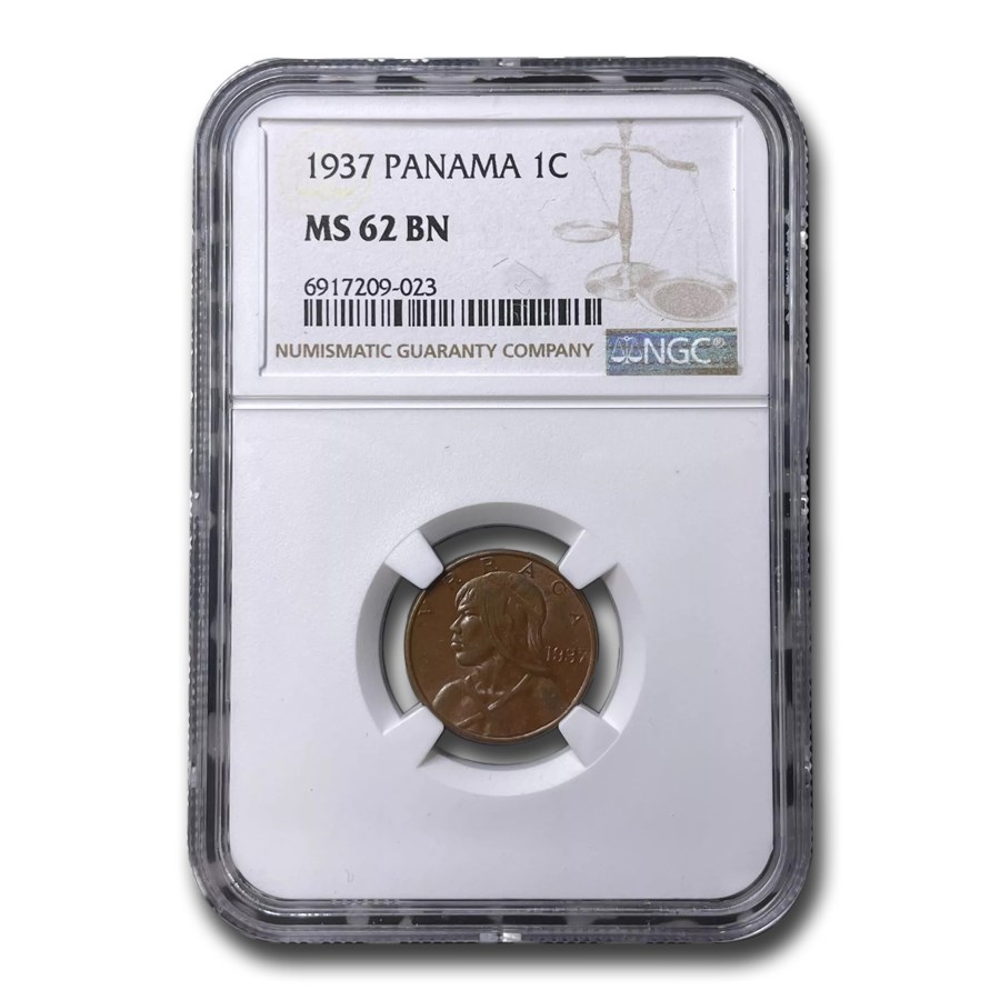 1937 Panama Centesimo MS-62 NGC (Brown)