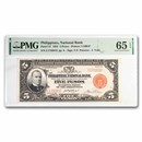 1937 Philippines National Bank 5 Pesos CU-65 EPQ PMG