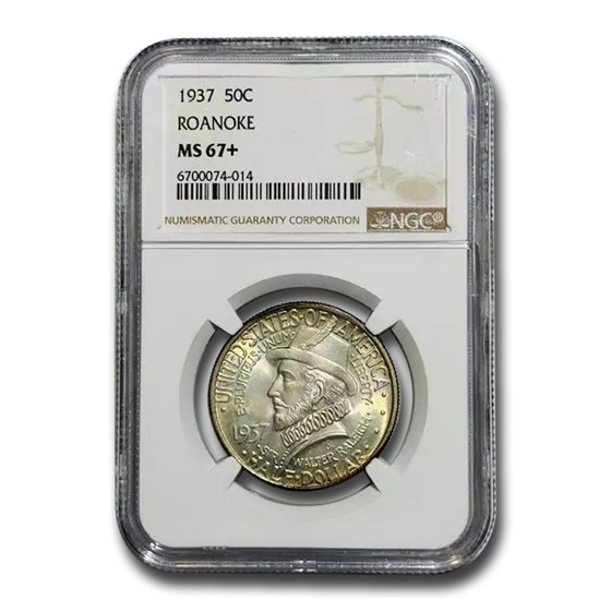 1937 Roanoke Commemorative Half Dollar MS-67+ NGC 1937 Roanoke Commemorative Half Dollar MS-67+ NGC