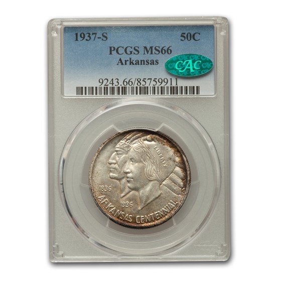 1937-S Arkansas Half Dollar MS-66 PCGS CAC 1937-S Arkansas Half Dollar MS-66 PCGS CAC